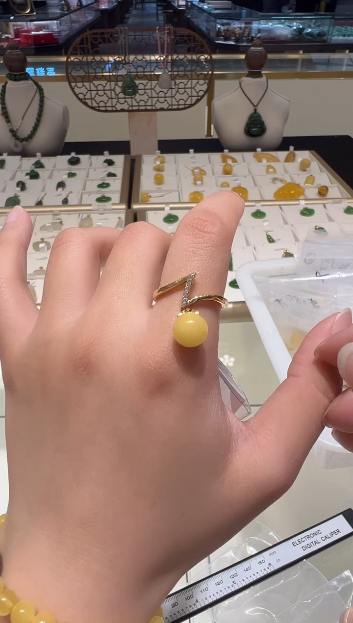 【闪购商品】蜜蜡戒指银S925镶嵌@@JRAJ0817-C