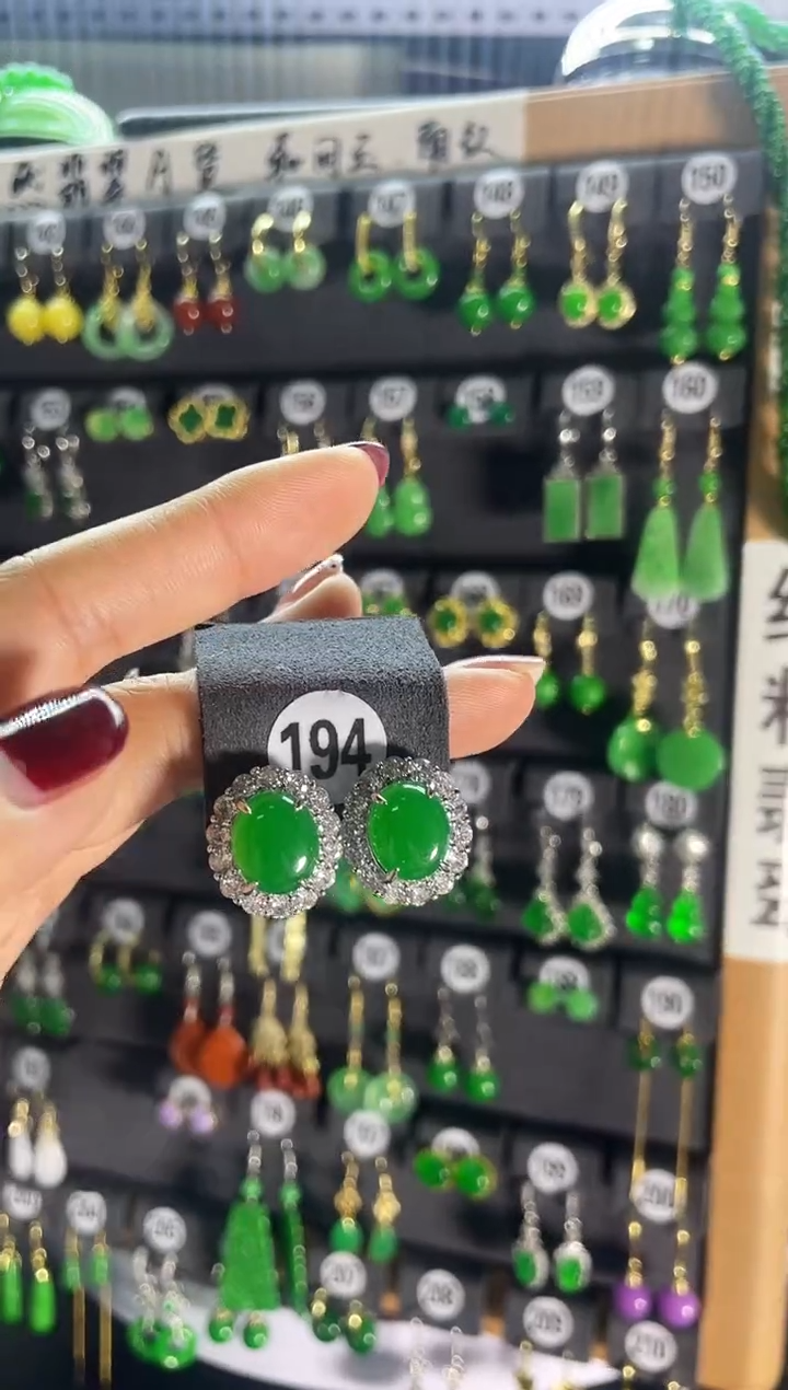 【闪购商品】翡翠耳饰银S925镶嵌194..