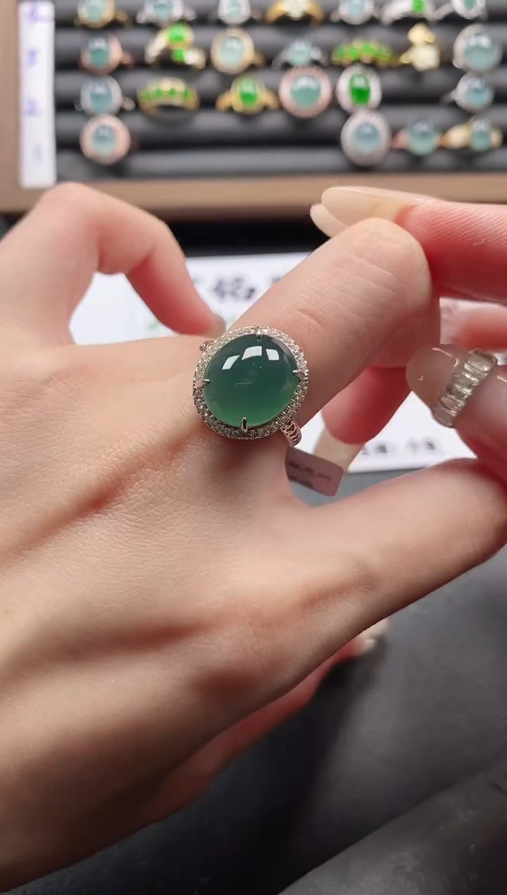 银S925镶嵌戒指翡翠51151