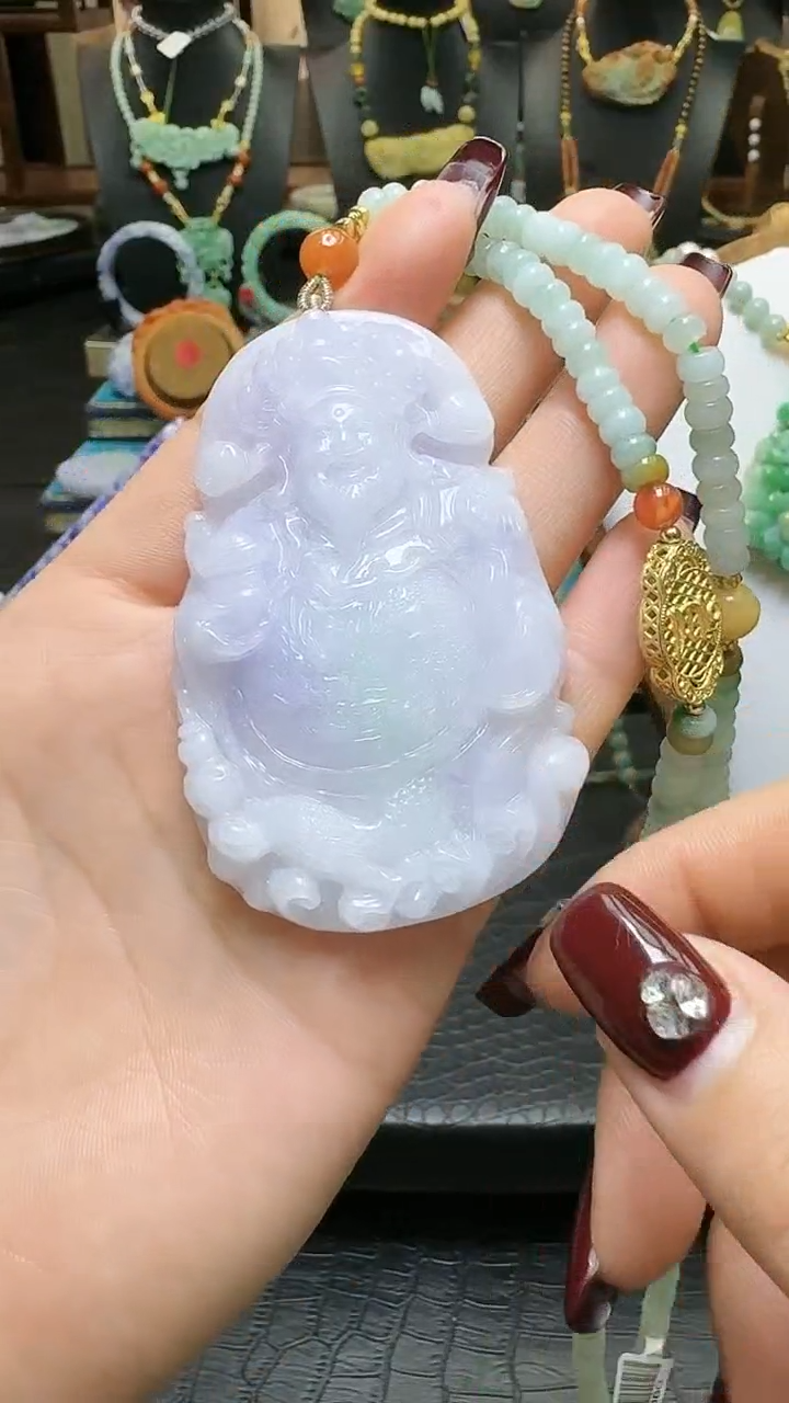 【闪购商品】翡翠颈饰未镶嵌天然紫翡财神吊坠