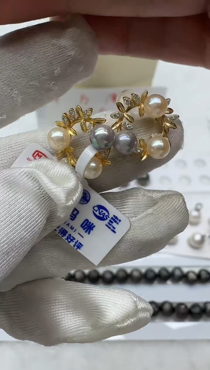 银S925镶嵌耳饰海水珍珠非基地发货不带证书