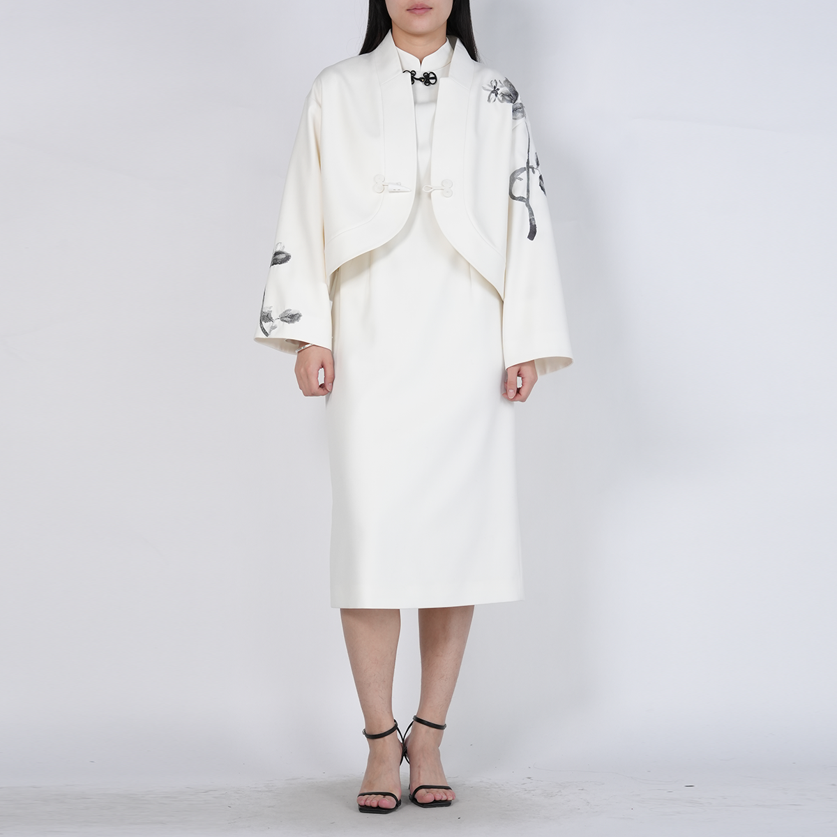 国风刺绣内搭连衣裙外搭短款外套两件套装YECL040550