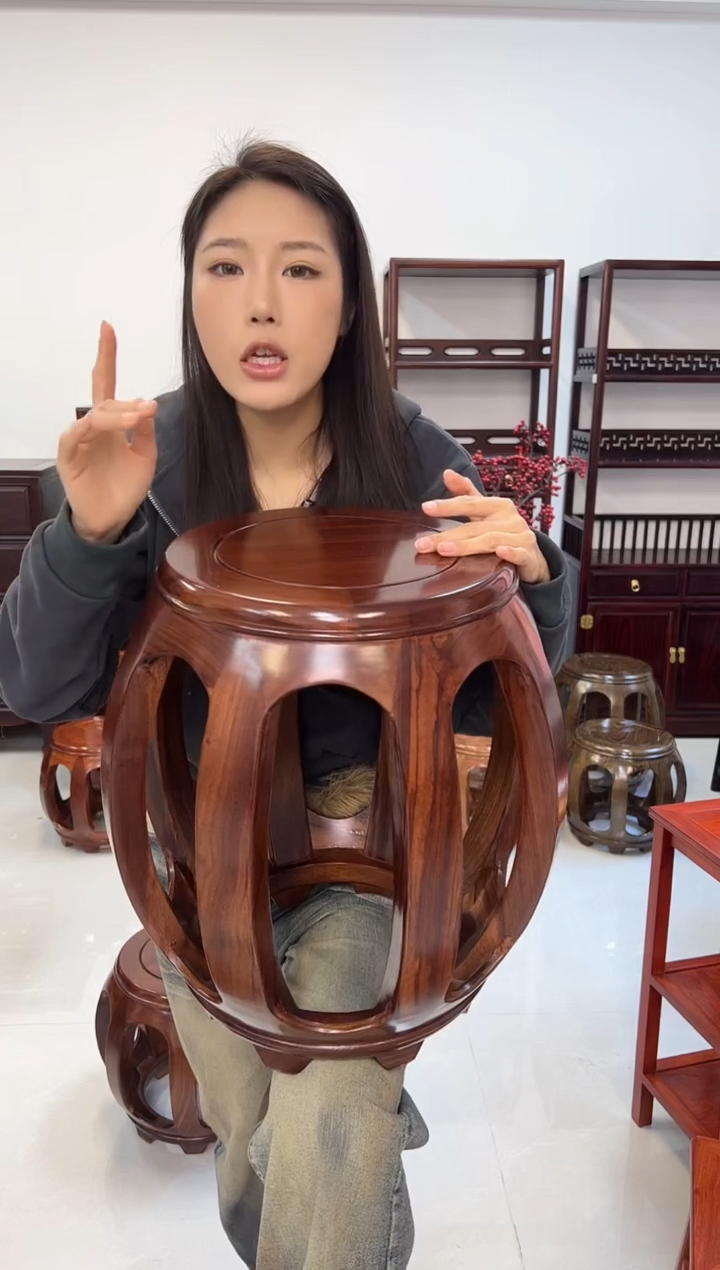 花梨木类家具花梨木大鼓凳胡桃色2张