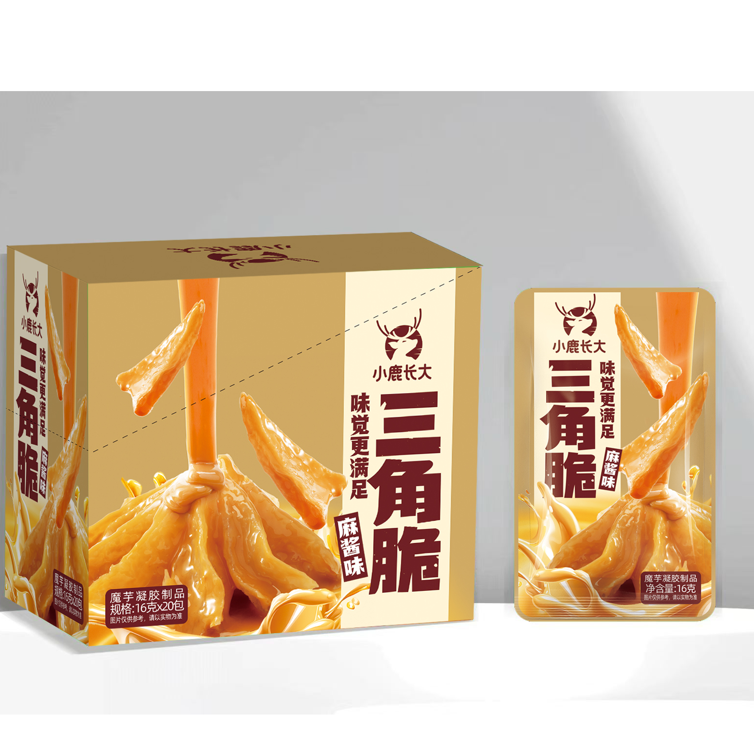 小鹿长大麻酱三角脆微辣味魔芋小零食宿舍必备新品