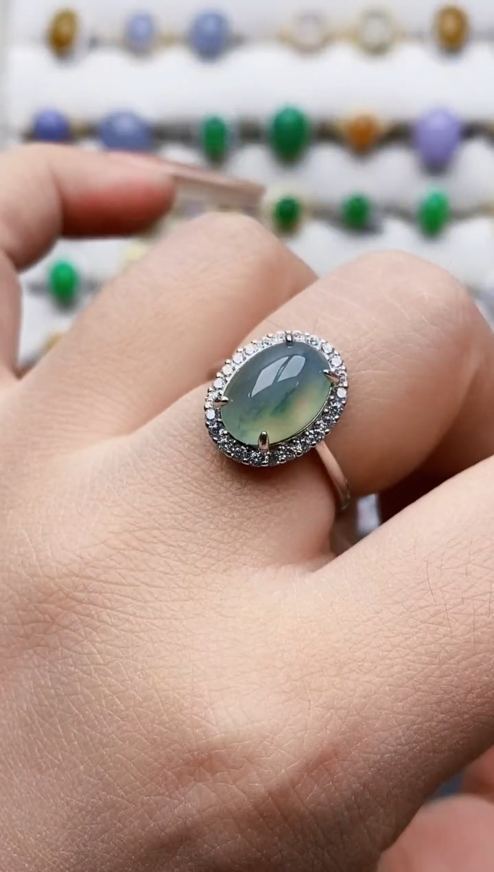 银S925镶嵌戒指翡翠0499