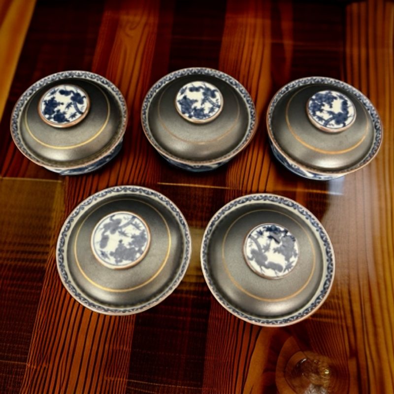 青花手绘宝盖碗泡茶陶瓷