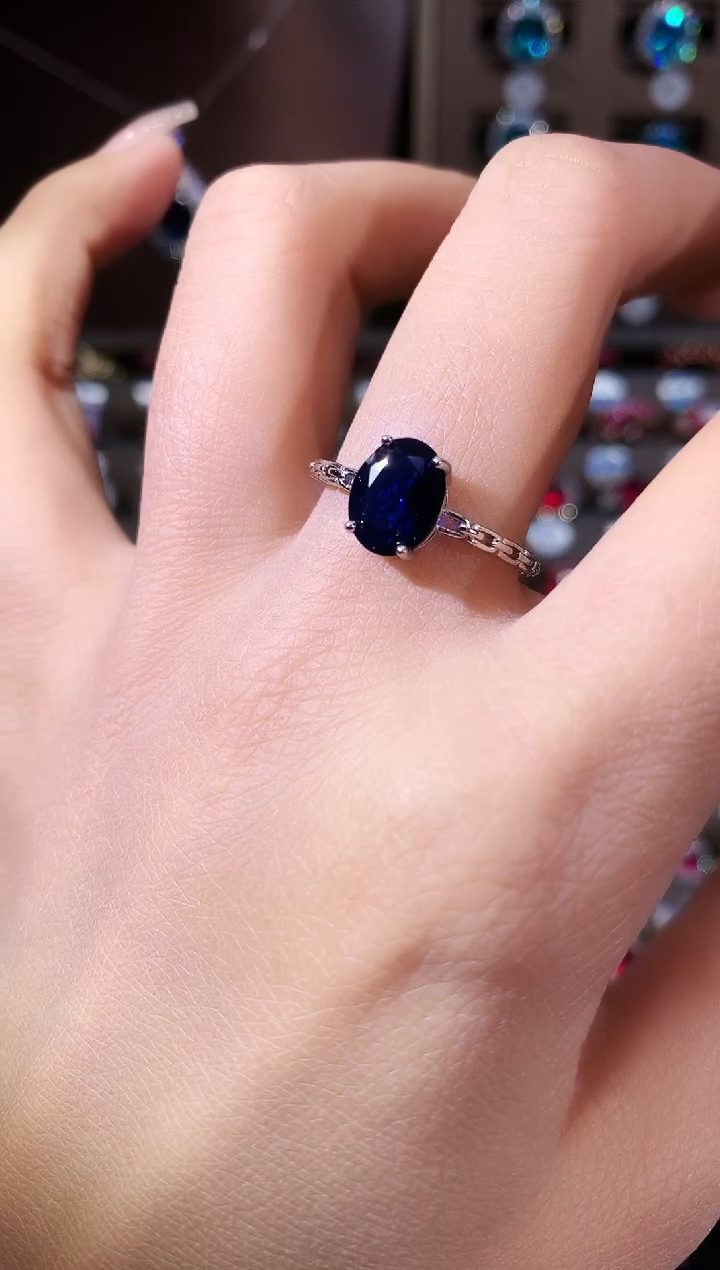 戒指蓝宝石银S925镶嵌79