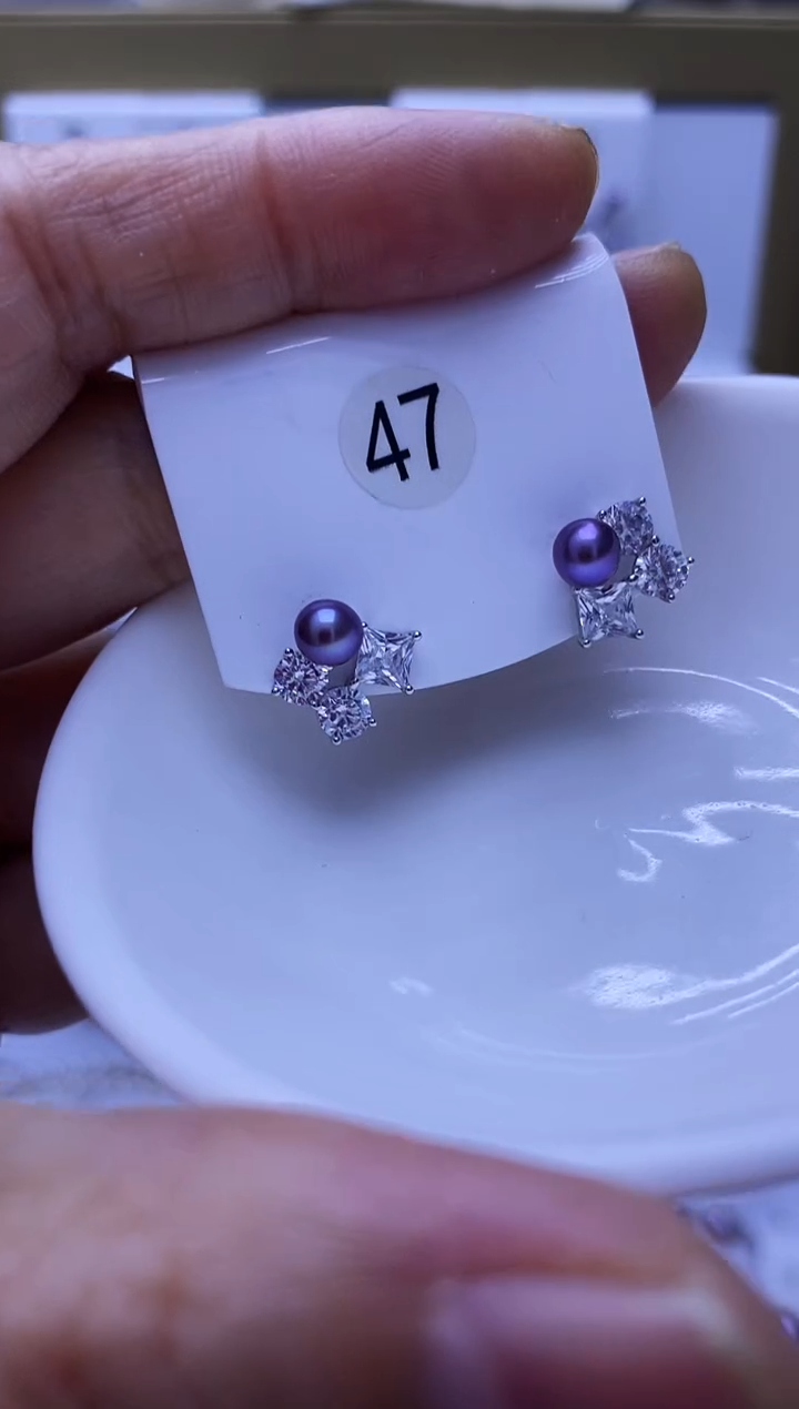 银S925镶嵌耳饰淡水珍珠47