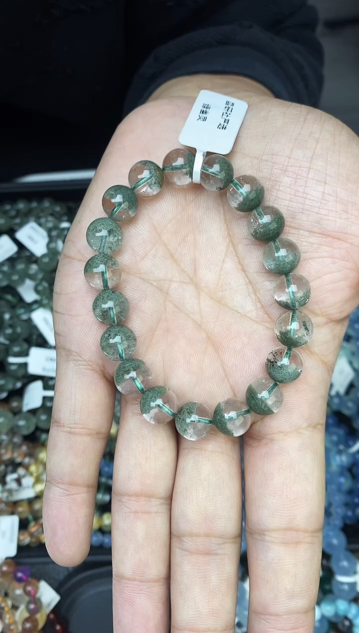 未镶嵌手链水晶招****铛绿幽灵10+聚宝盆