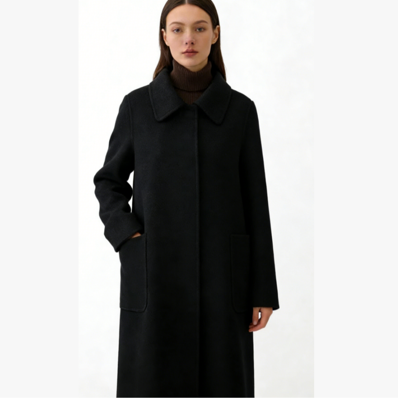 秋冬女毛呢外套双面毛呢大衣呢子休闲翻领黑色622