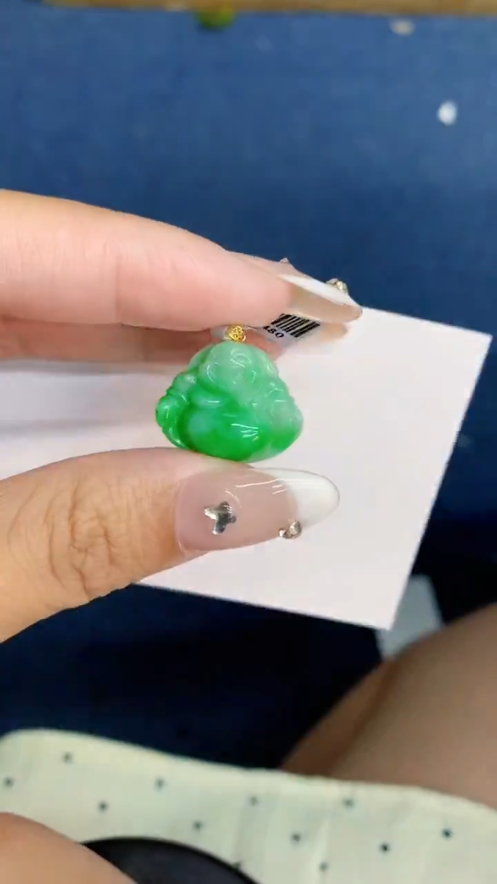 翡翠18K金镶嵌吊坠(不含链)1