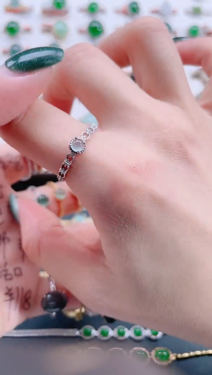 银S925镶嵌戒指翡翠天然翡翠