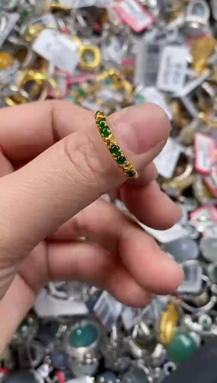 银S925镶嵌戒指翡翠444   4