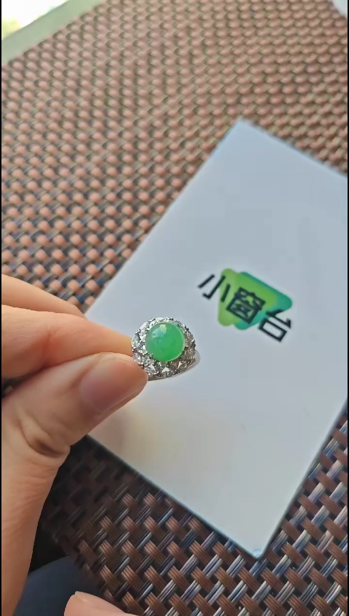 【闪购商品】翡翠戒指银S925镶嵌翡翠戒指S925银镶嵌