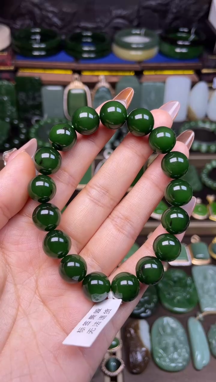 颈饰未镶嵌和田玉红皮老料手串卡12