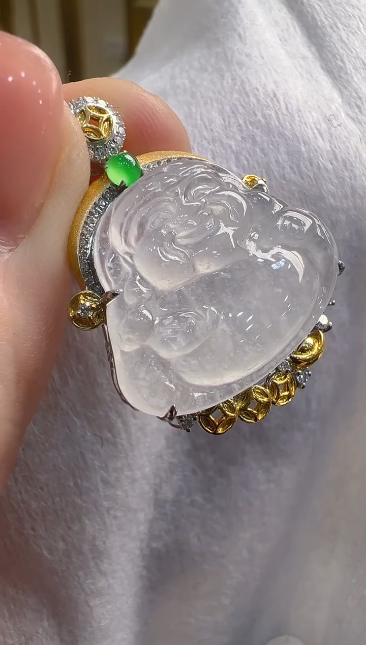 【闪购商品】翡翠吊坠(不含链)18K金镶嵌多样性发货拍一发一