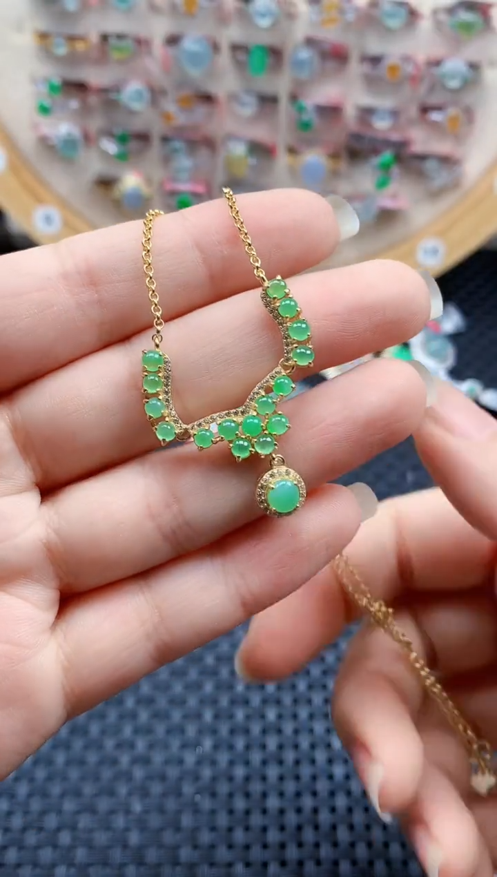 银S925镶嵌戒指翡翠天然A货缅甸翡翠