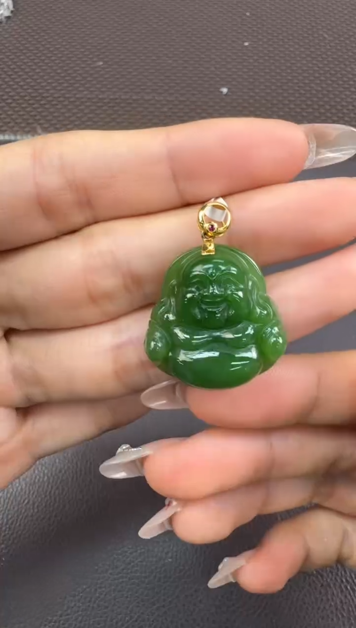 【闪购商品】和田玉挂件18K金镶嵌挂件