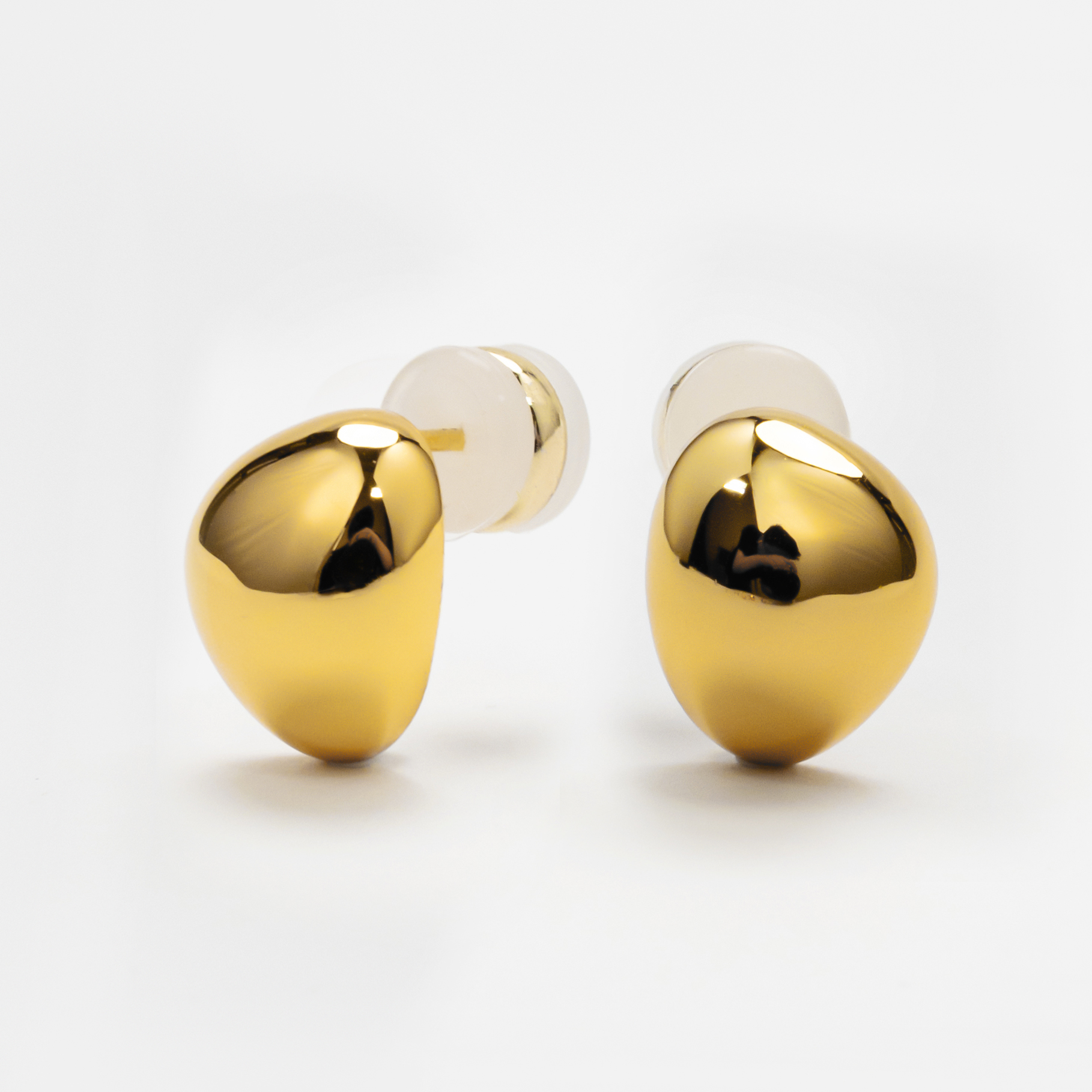 925银耳饰 【山巾子·小胡豆】原创设计金工纯银耳钉配硅胶耳堵347