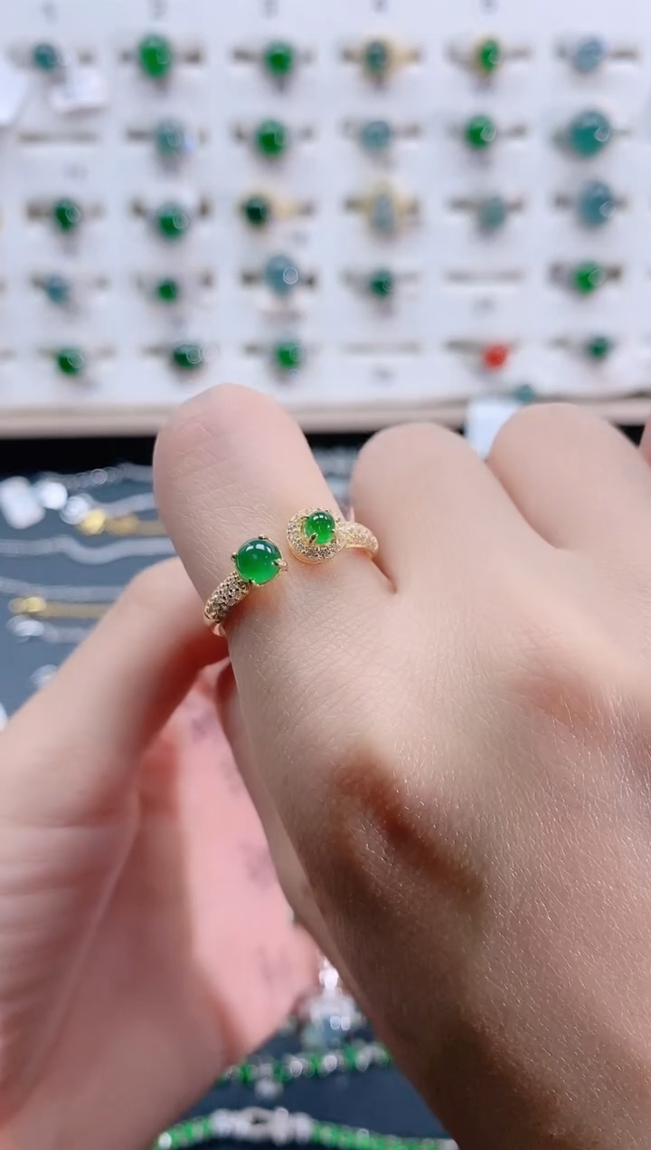 【闪购商品】翡翠戒指银S925镶嵌天然翡翠