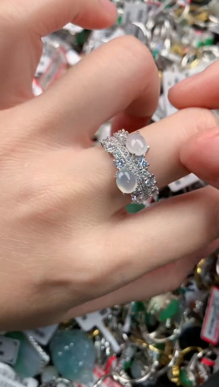 银S925镶嵌戒指翡翠7            1