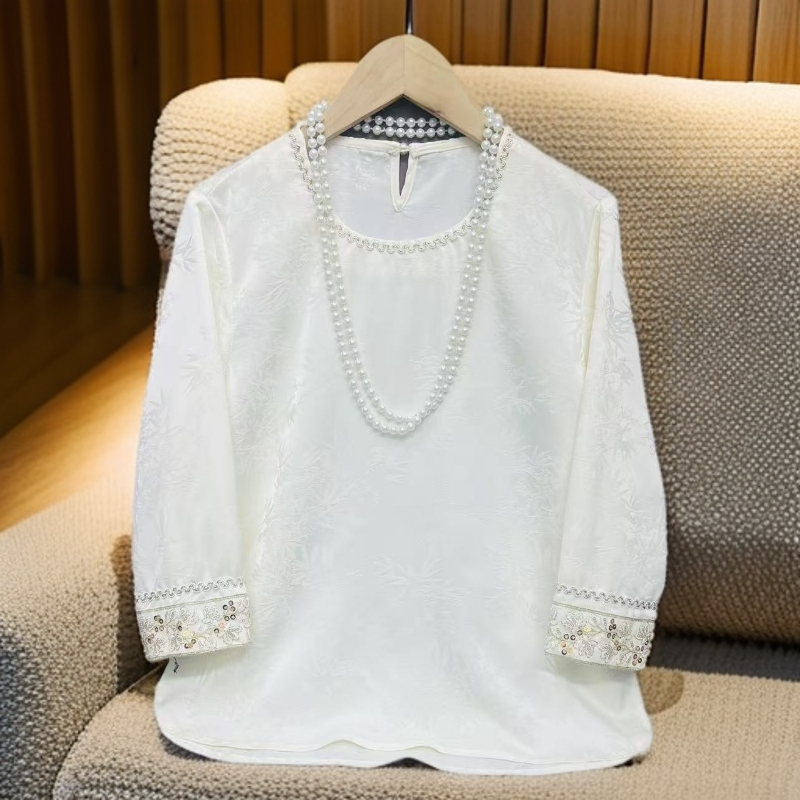 【兰心-七分袖】国风新中式新款打底衫重工洋气百搭时尚女上衣