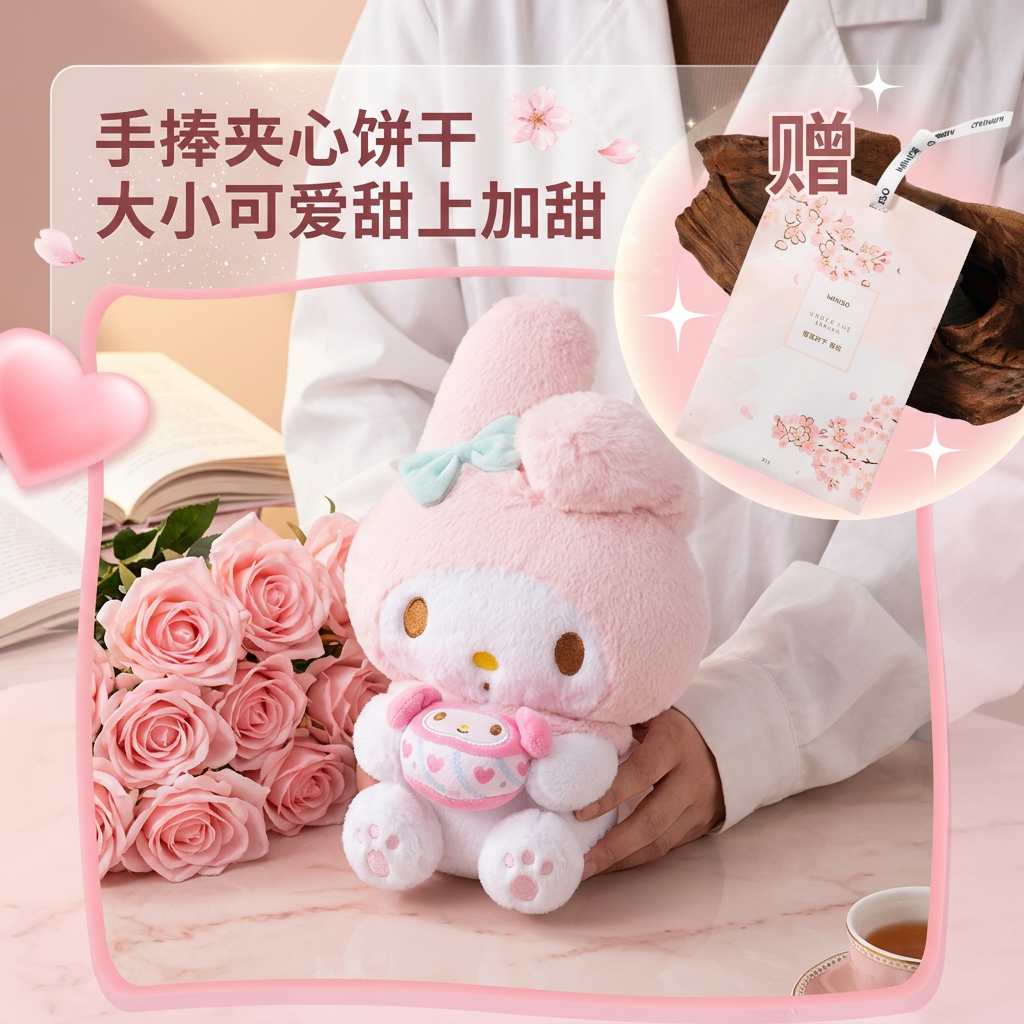 【名创优品】三丽鸥夹心饼干坐姿公仔正版可爱毛绒玩具玩偶礼物-MR