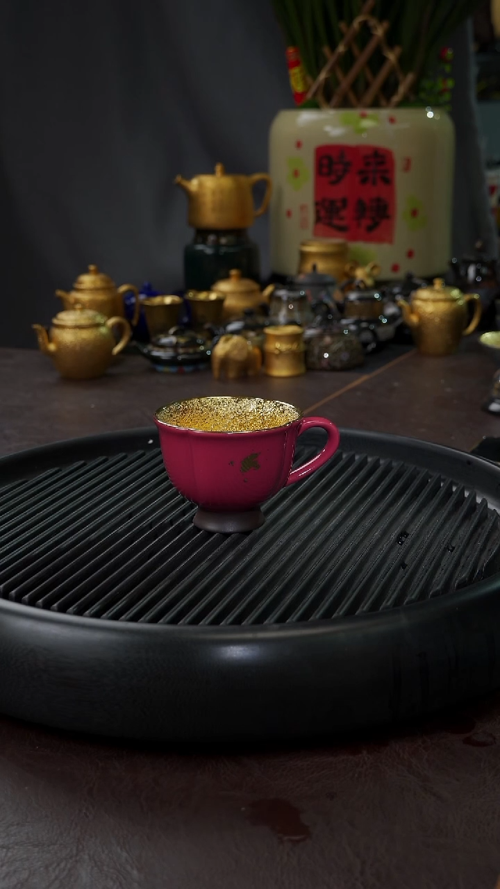 【闪购商品】杯【宜景窑冰莓粉鎏金】海棠马克杯