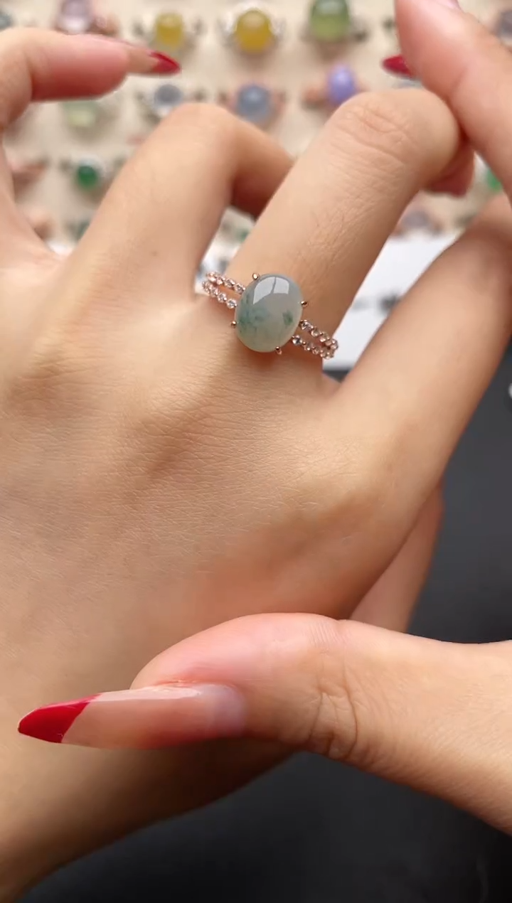 【闪购商品】翡翠戒指银S925镶嵌一物一证一礼盒