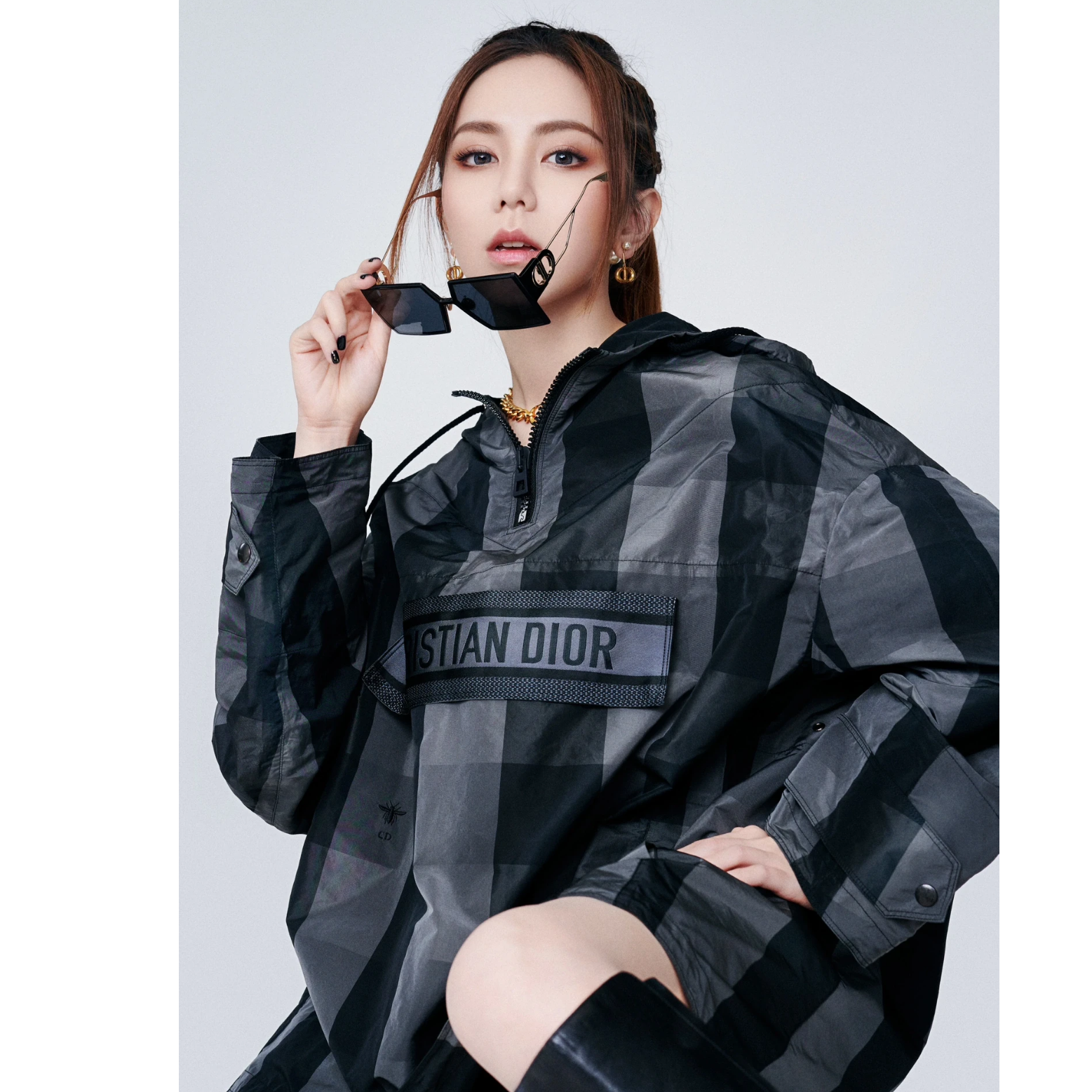 99新 DIOR/迪奥 【无吊牌】棋盘格连帽冲锋衣 S