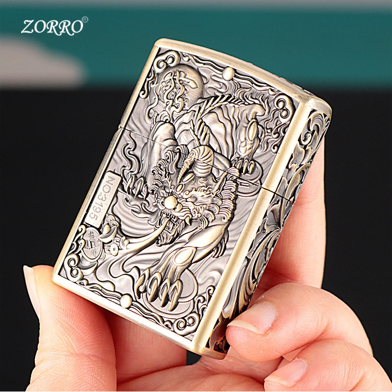 ZORRO佐罗防风创意个性5面精雕立体复古怀旧青铜唐草貔貅