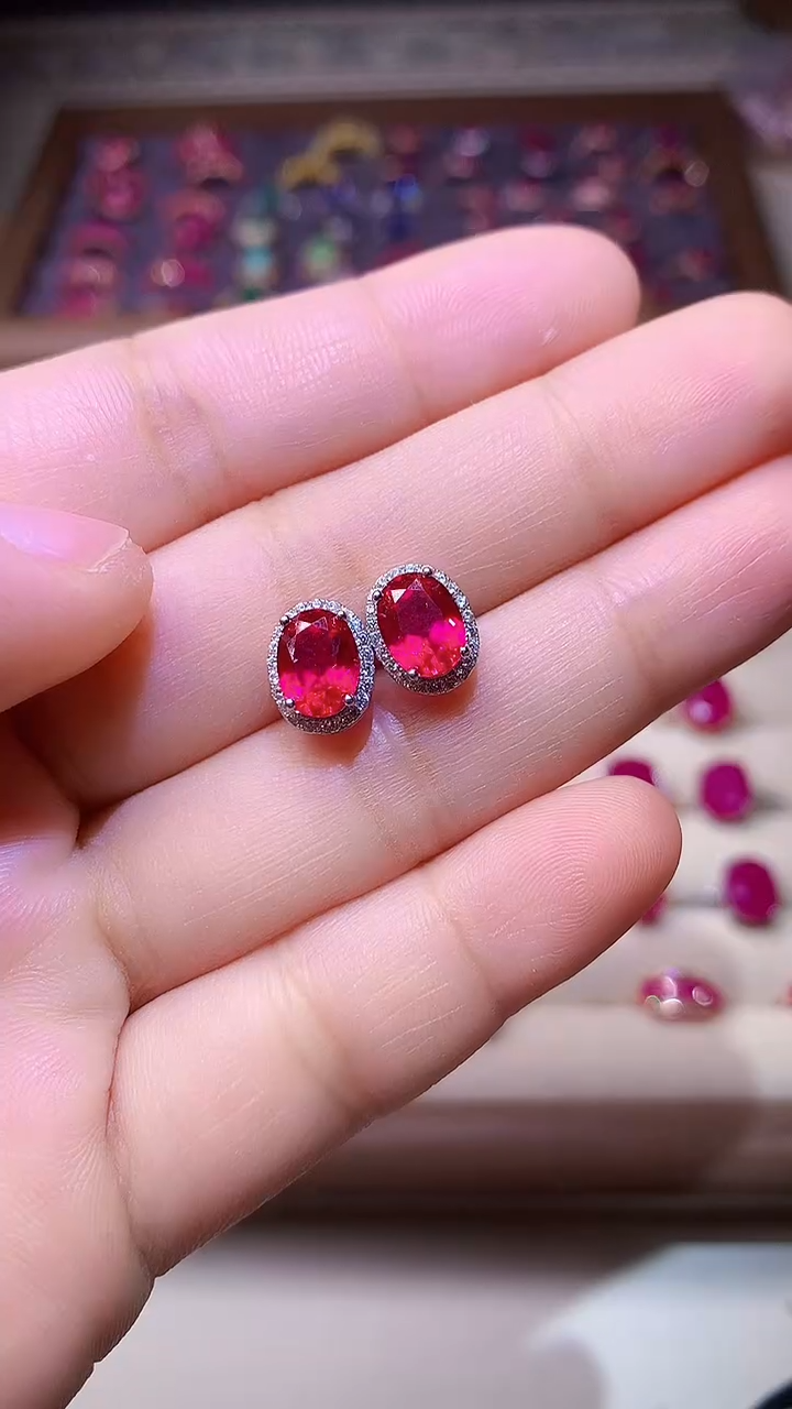【闪购商品】红宝石耳饰银S925镶嵌00000