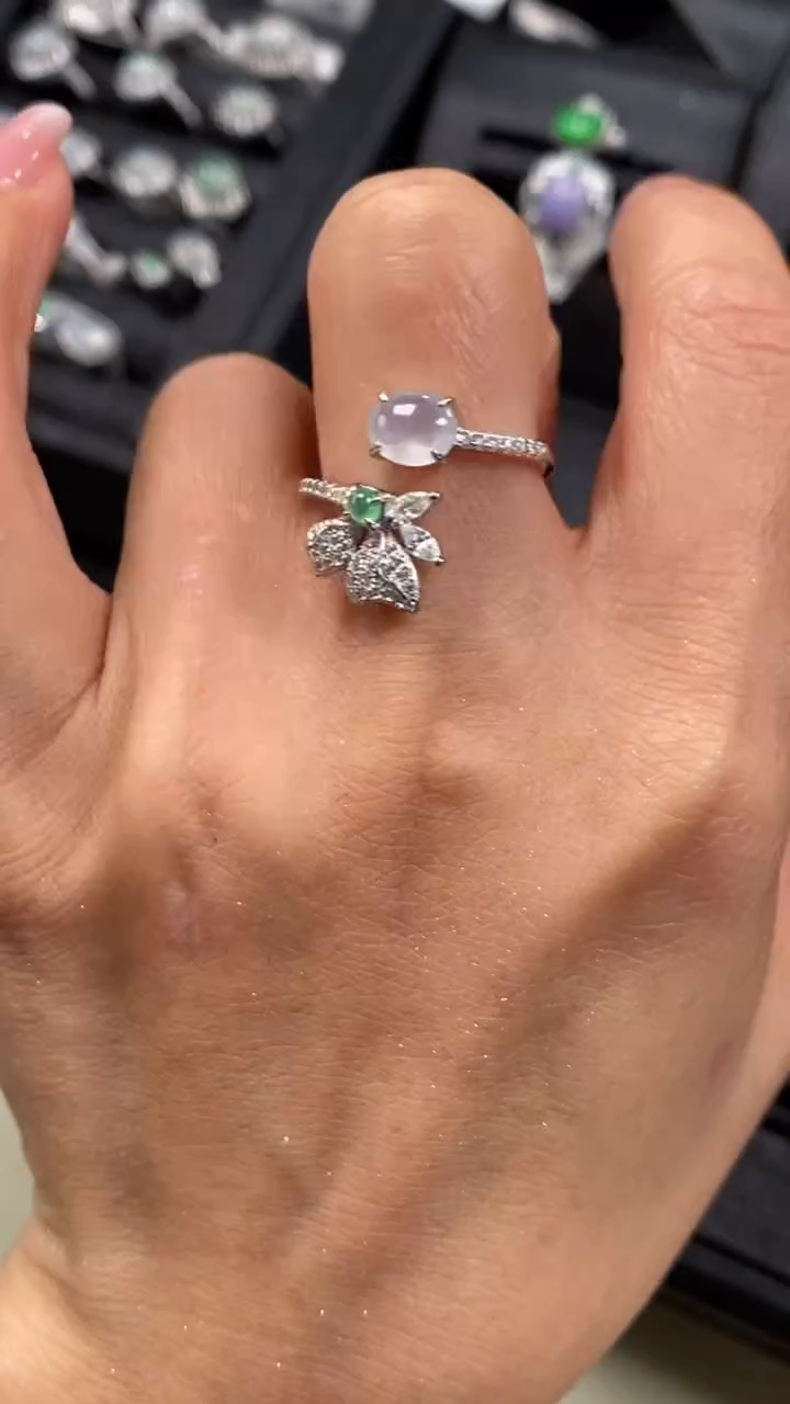 【闪购商品】翡翠戒指银S925镶嵌7747