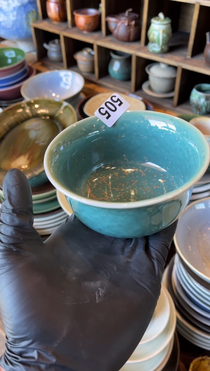 【闪购商品】瓷片505 翡翠绿万福碗1个