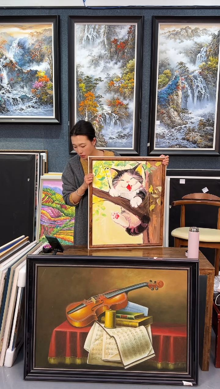 【闪购商品】油画20号 50*60 猫咪-手绘油画