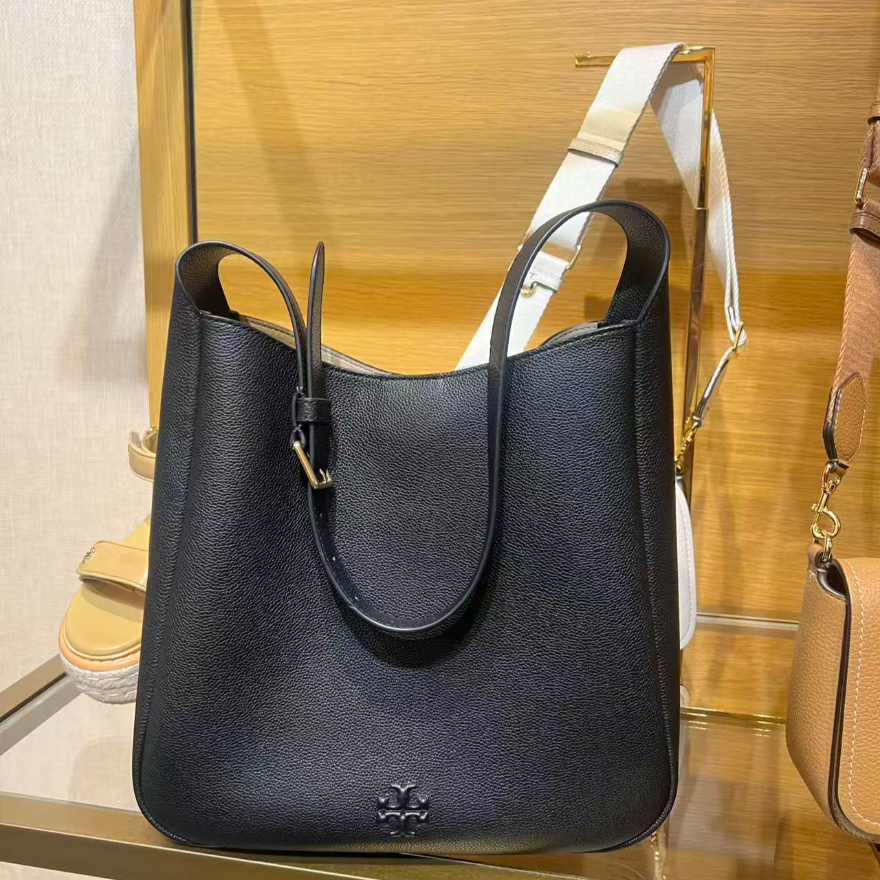 Tory Burch/汤丽柏琦 黑色大号HOPO托特包 30-28