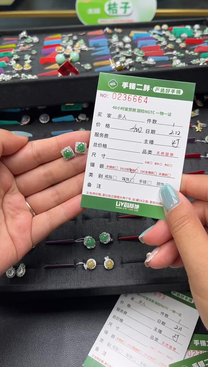 【闪购商品】翡翠耳饰银S925镶嵌多人