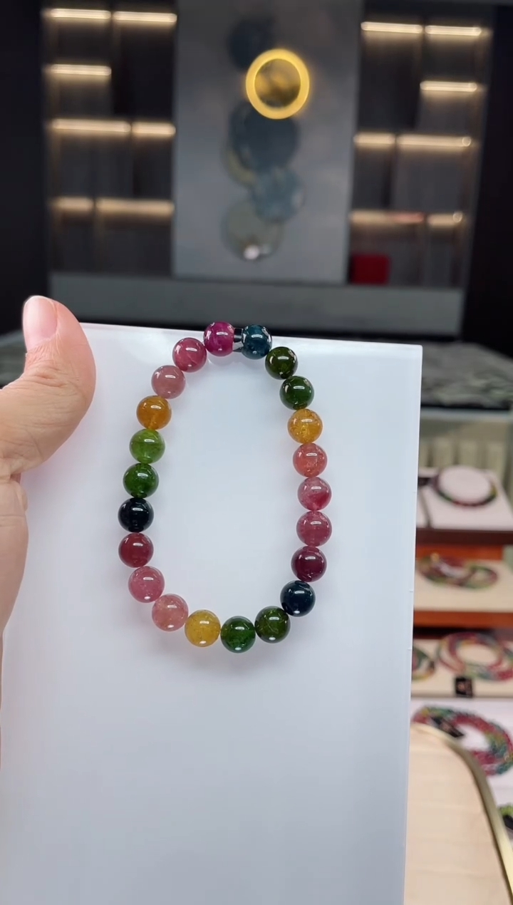 未镶嵌老矿碧玺单圈手串8mm+碧玺（多样性发一条）Q