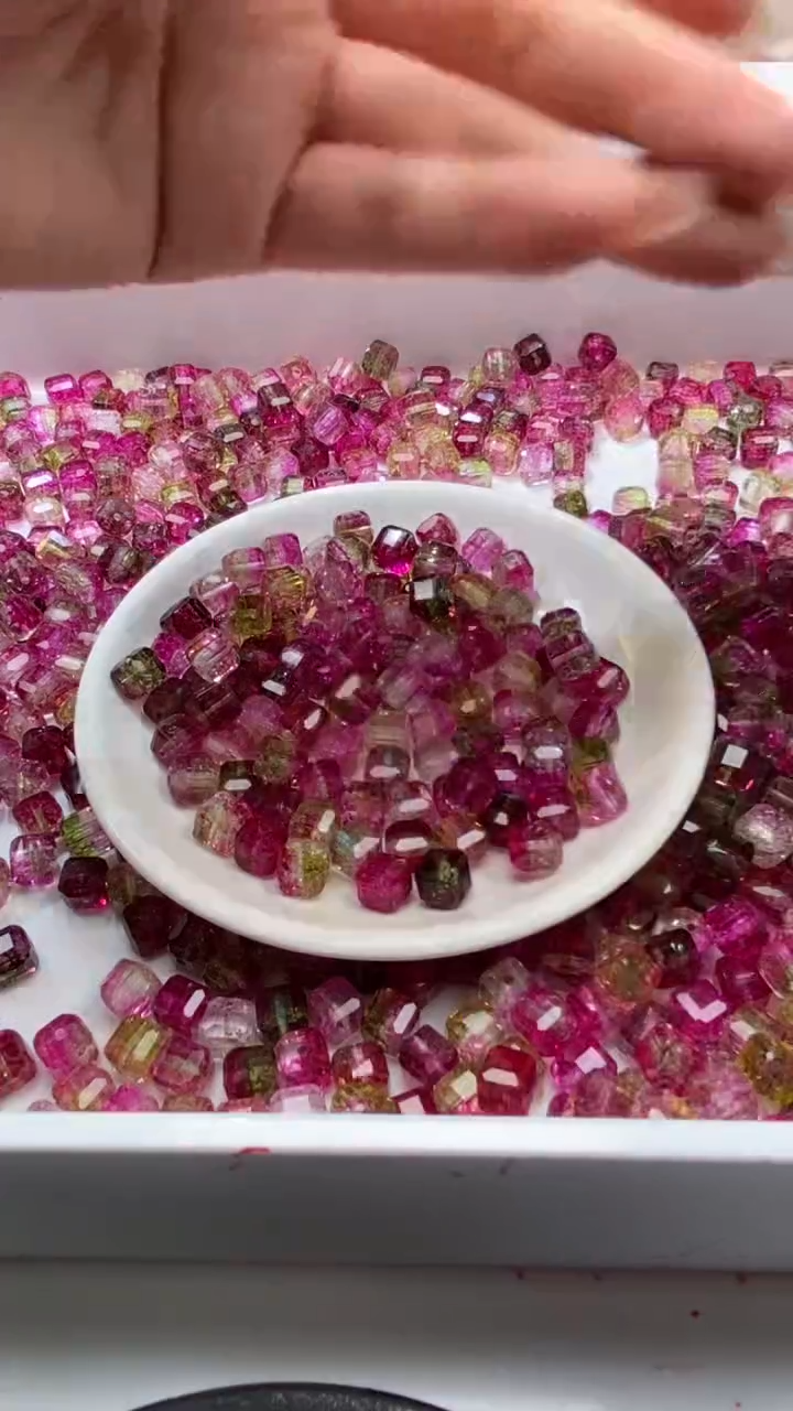 颈饰未镶嵌水晶W2991西瓜碧玺方糖8MM*7颗