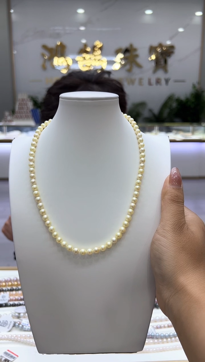 海水珍珠未镶嵌项链akoya羽皇金全珠链