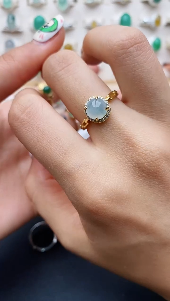 【闪购商品】翡翠戒指银S925镶嵌缅甸翡翠