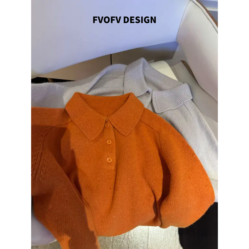FVOFV【简爱POLO】厚实保暖！时尚彩点纱POLO翻领绵羊毛毛衣YK0001
