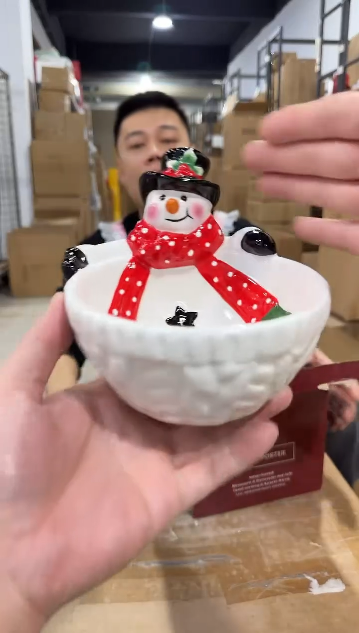 瓷片原盒雪人碗 