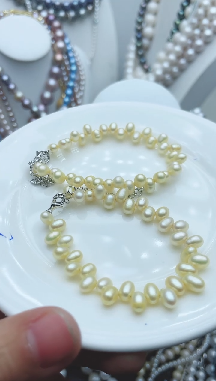 【闪购商品】淡水珍珠颈饰钛钢53