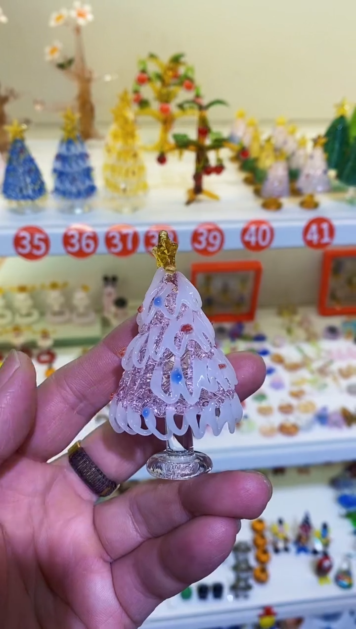 【闪购商品】琉璃手工艺品粉圣诞树