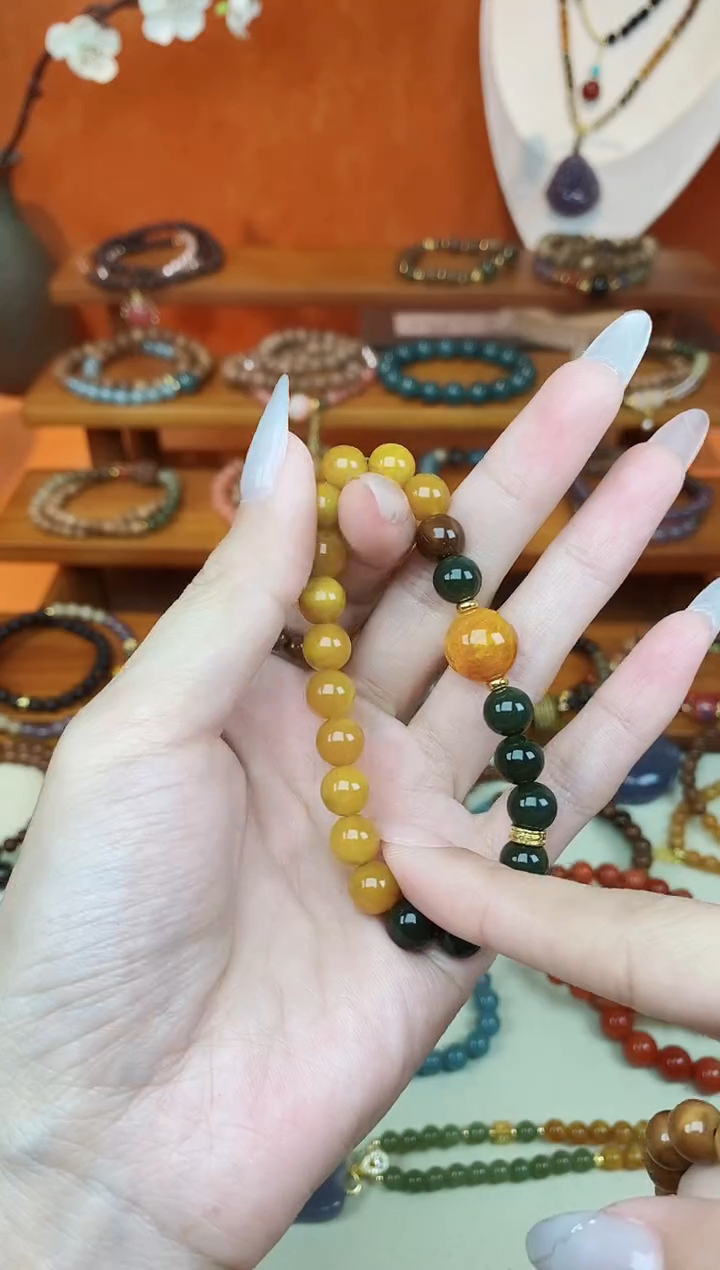 未镶嵌蜜蜡手链08老蜡单圈和田