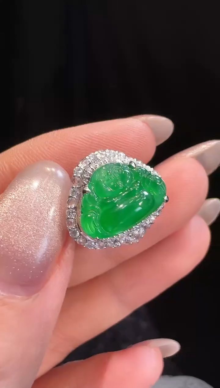 【闪购商品】翡翠戒指18K金镶嵌戒指