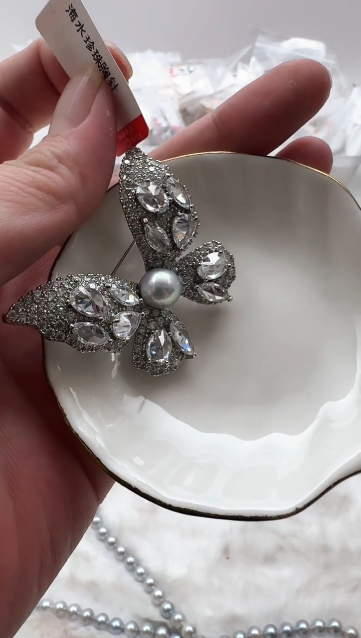 【闪购商品】海水珍珠AQ未镶嵌海水珍珠胸针@@XZ015