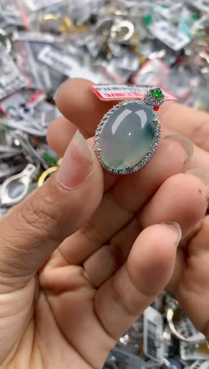 银S925镶嵌戒指翡翠888---9