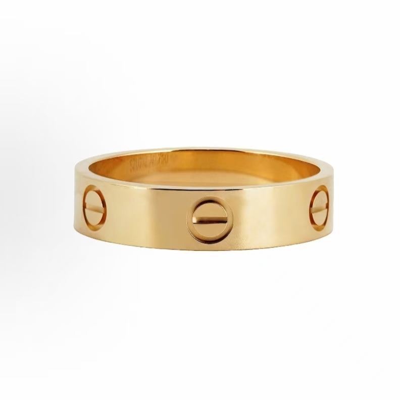 未使用 Cartier/卡地亚  宽版 内刻字母 玫瑰金戒指